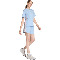 adidas Essentials 3-Streifen Baumwoll Sweatshorts Damen KD4779 - glow blue/clear pink M