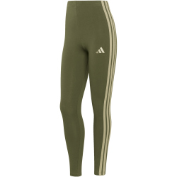 adidas Essentials 3-Streifen Baumwoll Leggings Damen KT1004 - olive strata/wonder cargo XS