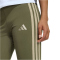 adidas Essentials 3-Streifen Baumwoll Leggings Damen KT1004 - olive strata/wonder cargo XS