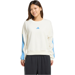 adidas Essentials 3-Streifen French Terry Sweatshirt Damen KQ5103 - off white/ray blue XS