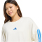 adidas Essentials 3-Streifen French Terry Sweatshirt Damen KQ5103 - off white/ray blue L