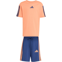 adidas Essentials 3-Streifen T-Shirt + Shorts Set Kinder KC6148 - dusky orange/dark blue 116