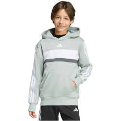 adidas Seasonal Essentials Tiberio 3-Streifen Hoodie Kinder KC2127 - wonder sage/white/dark grey heather 176