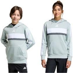 adidas Seasonal Essentials Tiberio 3-Streifen Hoodie Kinder KC2127 - wonder sage/white/dark grey heather 176