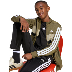 adidas Seasonal Essentials Tiberio 3-Streifen Tricot Trainingsanzug Kinder KC2124 - olive strata/white 128