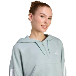 adidas Essentials 3-Streifen French Terry 1/4-Zip Hoodie Damen KC5226 - wonder sage/white L