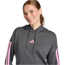 adidas Essentials 3-Streifen Fleece Hoodie Damen KQ5077 - grey six/st tropic bloom XS