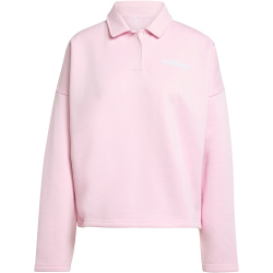 adidas Essentials Linear Fleece Polo Sweatshirt Damen JM1949 - clear pink/white XS