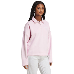 adidas Essentials Linear Fleece Polo Sweatshirt Damen JM1949 - clear pink/white XS