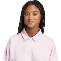 adidas Essentials Linear Fleece Polo Sweatshirt Damen JM1949 - clear pink/white XS