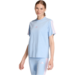 adidas Essentials 3-Streifen Baumwoll T-Shirt Damen KD2345 - glow blue/clear pink XS