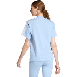 adidas Essentials 3-Streifen Baumwoll T-Shirt Damen KD2345 - glow blue/clear pink XS