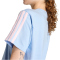 adidas Essentials 3-Streifen Baumwoll T-Shirt Damen KD2345 - glow blue/clear pink XS