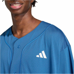adidas Stadium Mesh Baseballshirt Herren JZ6927 - dusky petrol/ray blue/white XS