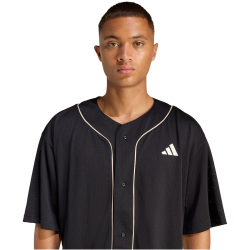 adidas Stadium Mesh Baseballshirt Herren JZ6923 - black/crystal linen/off white M