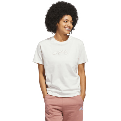 adidas Cursive Wordmark Graphic Trainingsshirt Damen KQ6404 - off white XL