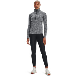 UNDER ARMOUR Tech 1/2-Zip langarm Sweatshirt Damen 001 - black/black/metallic silver XS