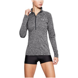 UNDER ARMOUR Tech 1/2-Zip langarm Sweatshirt Damen 001 - black/black/metallic silver XS