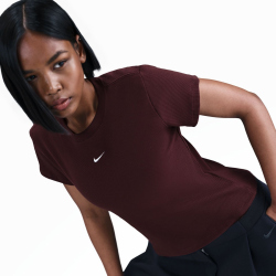 NIKE Sportswear Rib T-Shirt Damen 652 - burgundy crush/sail S