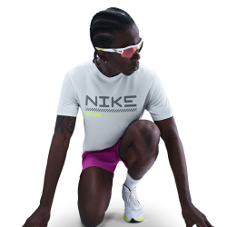 NIKE Miler Winter kurzarm Laufshirt Herren 043 - pure platinum/volt/reflective silv M