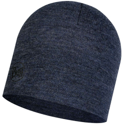 BUFF Merinowolle Mütze Midweight night blue melange