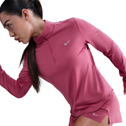 NIKE Swift Dri-FIT UV 1/2-Zip Laufshirt Damen 634 - sweet beet/reflective silv L