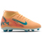 NIKE Jr. Mercurial Superfly Club Kylian Mbappé FG/MG Fußballschuhe Kinder 801 - melon tint/neo turq-igloo 32