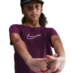 NIKE One Dri-FIT kurzarm Trainingsshirt Mädchen 610 - bordeaux/white L (146-156 cm)