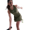 NIKE Victory Dri-FIT Mid-Rise Flouncy Tennisrock Damen 223 - medium olive/medium olive/white S