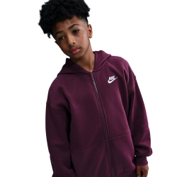 NIKE Sportswear Club Fleece Oversized Kapuzenjacke Kinder 610 - bordeaux/white XL (158-170 cm)
