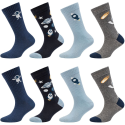 8er Pack camano Soft Bio-Baumwolle Crew Socken Jungen