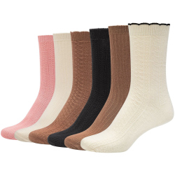 6er Pack camano Comfort Structured Baumwolle Crew Socken Damen
