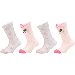 4er Pack camano Cosy Fancy Application Crew Socken Kinder 4117 - pink dogwood 35-38