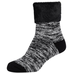 2er Pack camano Mouline Cosy Crew Socken Damen 9997 - black mix 39-42