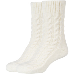 2er Pack camano Cosy Cable Stitch Crew Socken Damen 1030 - egret 39-42