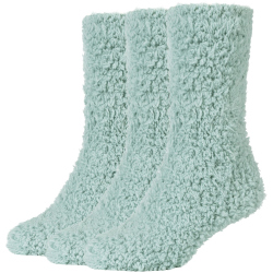 3er Pack camano Sustainable Cosy Fuzzy Crew Socken Damen...