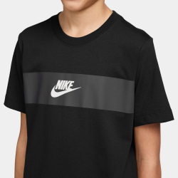 NIKE Sportswear Brandmark T-Shirt Kinder 011 - black/white XS (122-128 cm)