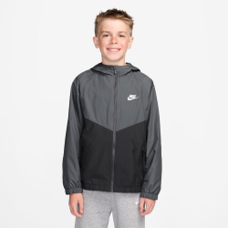 NIKE Sportswear Windrunner Kapuzenjacke Kinder 084 - smoke grey/black/white L (147-158 cm)
