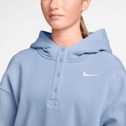 NIKE Sportswear Phoenix Fleece Oversize Cropped Henley Hoodie Damen 407 - hydrogen blue/sail S