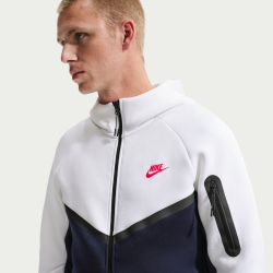 NIKE Tech Fleece Windrunner Kapuzenjacke 100 - white/obsidian/speed red S