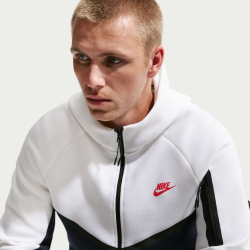 NIKE Tech Fleece Windrunner Kapuzenjacke 100 - white/obsidian/speed red M