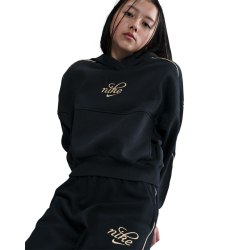 NIKE Sportswear Club Fleece Boxy Hoodie Mädchen 010 - black/metallic gold XL (156-166 cm)