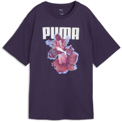 PUMA Graphics Relaxed Flower T-Shirt Damen 64 - deep plum XS