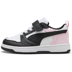 PUMA Rebound V6 Lo AC+ Sneaker mit Klettverschluss Kinder 37 - PUMA white/PUMA black/pearl pink 32