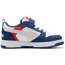 PUMA Rebound V6 Lo AC+ Sneaker mit Klettverschluss Kinder 33 - blue jewel/feather gray/puma white 30