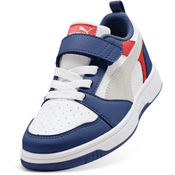 PUMA Rebound V6 Lo AC+ Sneaker mit Klettverschluss Kinder 33 - blue jewel/feather gray/puma white 30