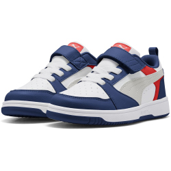 PUMA Rebound V6 Lo AC+ Sneaker mit Klettverschluss Kinder 33 - blue jewel/feather gray/puma white 32