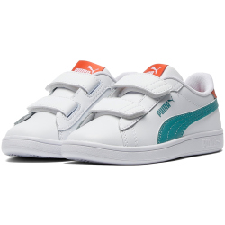 PUMA Smash 3.0 Leder-Sneaker mit Klettverschluss Kinder 27 - PUMA white/baltic sea blue 30