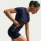 NIKE One Fitted Dri-FIT T-Shirt Damen 410 - midnight navy/white XS