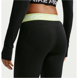 NIKE Pro Mid-Waist Leggings Damen 011 - black/barely volt/white XXL
